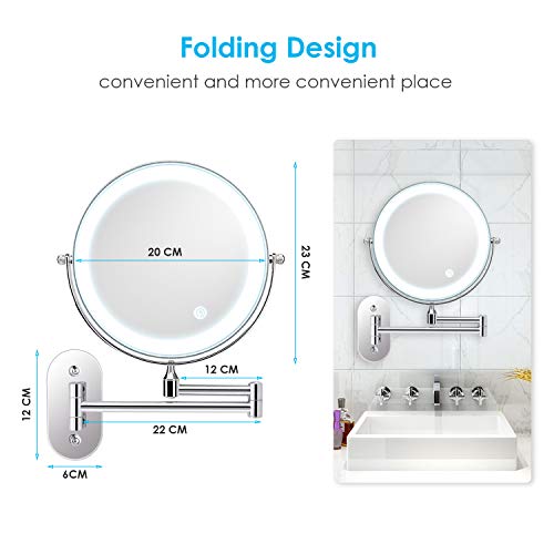 ALVOROG Wall Mounted Makeup Mirror Cosmetic Mirror LED Adjustable Light