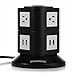 Safemore Power Strip 6-Outlet and 4 Smart USB Charging Station with 6.5-Feet Cord (Black+White)