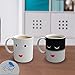Magic Color Changing Funny Mug - 2 Pack Cool Coffee Tea Unique Heat Changing Sensitive Cup 12 oz Yellow & White Happy Face Design Drinkware Ceramic Mugs Birthday Gift Idea