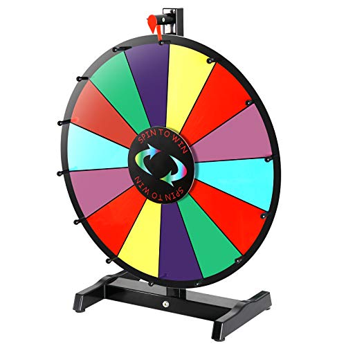 Oteymart 18 Inches Tabletop Spinning Prize Wheel 14 Color Slots Dry Erase Spin Wheel with Stand, for Party Trade Show