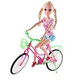 SuccessfullStoreToys Doll Abbie Set – Includes a Life Like Doll with Moveable Joints, A Beautiful Bike, A Colorful Helmet & A Cute Cat – Ideal Dolls for Girls