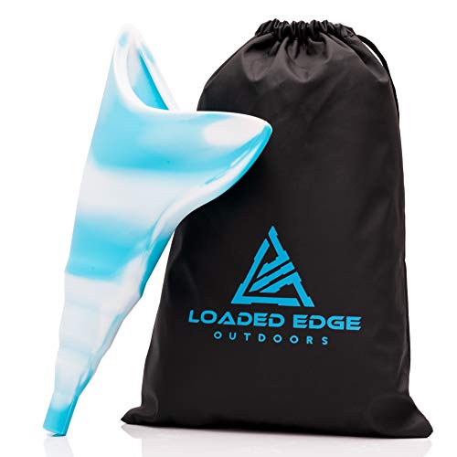Female Urination Device Blue - Portable Funnel Lets You Pee Standing Up - Discreet Reusable Urinal Funnel For Women - Ladies Pee Funnel for Travel, Festivals, Camping, Outdoor Uses Carry Bag Included
