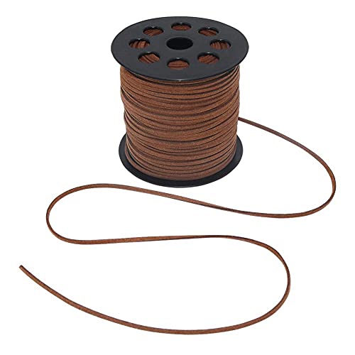 KASTWAVE 2.6mm Suede Cord, 100 Yards Flat Faux Leather Cord for Necklaces, Bracelets, Jewelry Making, Beading and DIY Crafts (Coffee)