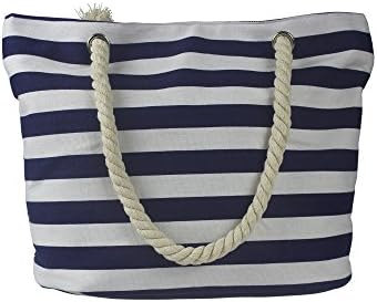 Canvas Tote Bag Large Shoulder Beach Bag for Women with Top Zipper Stylish Cute Cheap Deep Blue