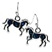 Blue Green Abalone Paua Shell Galloping Prancing Horse Lover Silver Jewelry Earring for Girl Women Teen