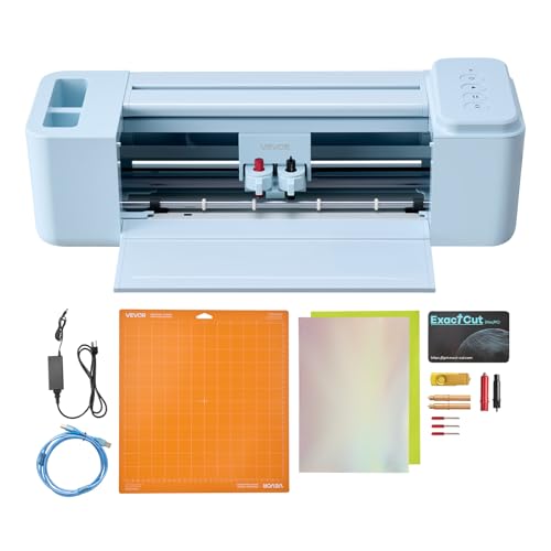 VEVOR Vinyl Cutting Machine, 30 cm, Button Controlled, Over 5000 Embedded Design Resources, Compatible with Mac, Windows, Android and iOS for Custom Card Making