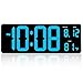 DreamSky 14.5 Inches Extra Large LED Digital Clock with Date Indoor Temperature Display, Oversized Desk Office Wall Clock with Fold Out Stand, Large Number Display, Plug in Clock with Auto DST