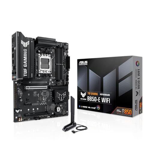 ASUS TUF Gaming B850-E Mainboard Sockel AMD AM5 (Ryzen 9000, PCIe 5.0, DDR5 Speicher, WiFi 6E, Q-Release, BIOS Flashback, Aura Sync)