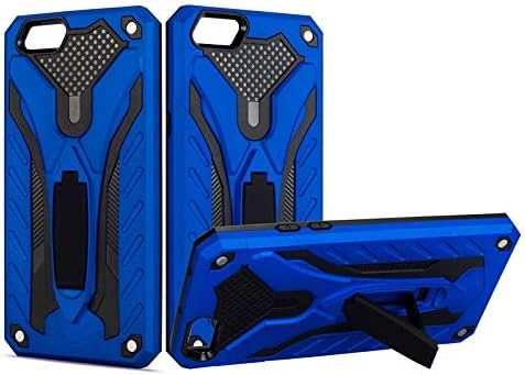 Case for Oppo F3 / A77 + Tempered Glass Screen Protector, [Military Grade Shockproof Protection] Dual Layer Full-Body Rugged Heavy Duty Armor with Built-in Adjustable Kickstand (Blue)