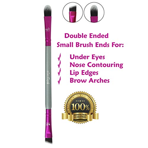 Concealer Brush Foundation Makeup Liquid - Best Brushes For Under Eyes & Face Concealer Flat Mask, Pointed, Double Ended Small Liquid Applicator Contour Powder Mineral Make up Dense For Blending