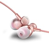 Earbuds, E&jing Magnetic Universal 3.5mm Jack HiFi Stereo Noise Cancelling with Mic in Line Volume Control Earphones In-Ear Headset Music Headphones (Rose Gold)
