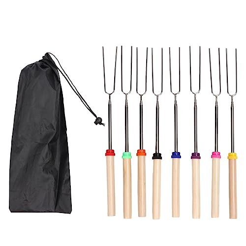 VGEBY 8 Varillas para Asar Malvaviscos, Telesc¡§?picas, Extensibles, para Asar Malvaviscos, Kit Extensible para Asar, Pinchos para Pinchos, Tenedores para Perros Calientes para Fogatas