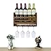 SODUKU Wall Mounted Wooden Wine Rack 5 Wine Bottles and 4 Stem Glasses Holder Wine Cork Storage Rack
