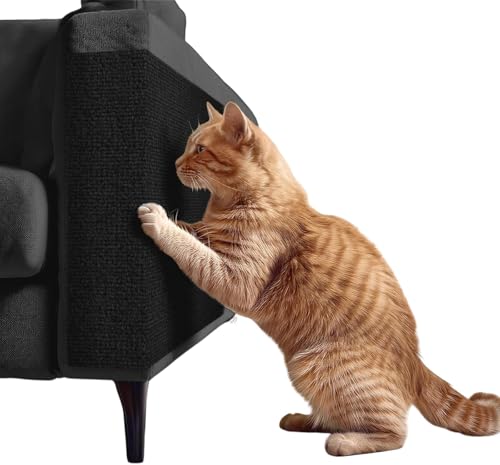 Tapete Arranhador Autoadesivo Premium para Gatos 60x100cm Carpete Resistente Cortável Protetor de Sofá Parede Cama Evita Arranhões Fácil de Aplicar (Preto)