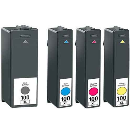 4PK 100XL Com Ink Cartridge - (color: 1x Black, 1x Cyan, 1x Magenta, 1x Yellow) Printer Ink Cartridge Compatible with LEXMARK S305 S405 S505 S605 S815 S816 / Pro205 Pro2705 Pro805 Pro905 Pro90