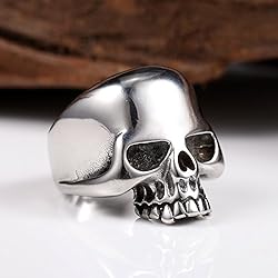 Stainless Steel Men's Cool Skull Head Solid Ring