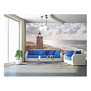 Sandstorm at The Lighthouse Rubjerg Knude in North Jutland, Denmark - Removable Wall Mural | Self-Adhesive Large Wallpaper - 66x96 inches