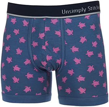 Unsimply Stitched Men's Boxer Brief-Turtle-long-Blue-Small