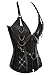 FIYOTE Women 14 Steel Bone Steampunk Leather Vintage Bustiers Corsets (M, Black)