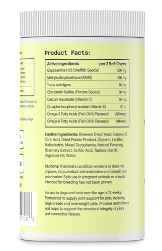 AHALEA MOBILITY BITES DOG JOINT SUPPLEMENT – HIP AND JOINT CHEWS FOR DOGS – PET PRODUCTS WITH GLUCOSAMINE, CHONDROITIN, & MSM + VITAMINS C AND E FOR DOG JOINT RELIEF 60 CT
