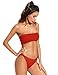 SweatyRocks Women's Sexy Bikini Set Removable Strap Wrap Padding Ribbed Swimwear Set Red L
