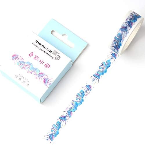 Wide Jellyfish Pattern Washi Tape Masking Tape Sticky Adhesive Tape DIY Decorative Craft Gift Wrapping Scrapbook