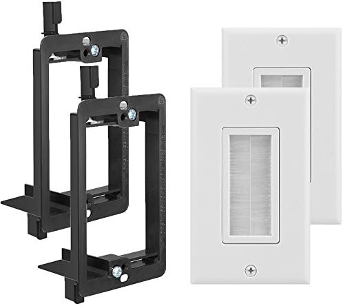 Fosmon (4 Pack) Single Gang Wall Plate, Brush Type Opening Passthrough Cable Plate with Low Voltage Mounting Bracket