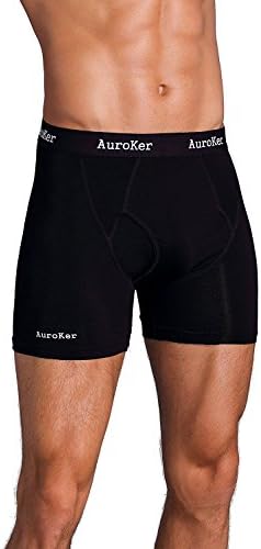 AuroKer Men's Boxer Briefs Breathable Bamboo Fiber Trunks Underwears Men(Black,L)