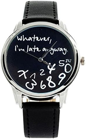 BUYEONLINE Funny Unisex Analog Quartz Whatever, I'M Late Anyway Wrist Watch65288;Color A)