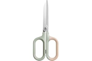 EZWORK Multipurpose Scissors, Comfort-Grip Handles Sharp Scissors for Office Home School Craft Sewing Fabric Supplies (7", Green-1)