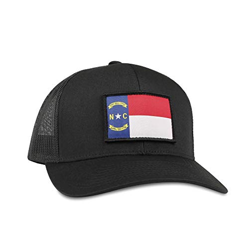 North Carolina Flag Hat - Trucker Mesh Snapback Baseball Cap - Black