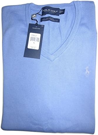 POLO GOLF RALPH LAUREN NEW MENS COTTON V-NECK SWEATER BLUE XL PONY LOGO