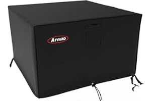 Atyard Gas Fire Pit Cover Square 40L x 40W x 24H inch - Waterproof Windproof Anti-UV Heavy Duty Patio Firepit Furniture Covers Black