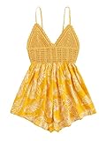SheIn Women's Boho Crochet V Neck Halter Backless