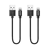 [Apple MFi Certified] Avantree 2 Pack Short Lightning Cables 1Ft/14inch for iPhone 7 6s 6 5 iPod iPad, High Speed Data Sync and Charge Cable - Black
