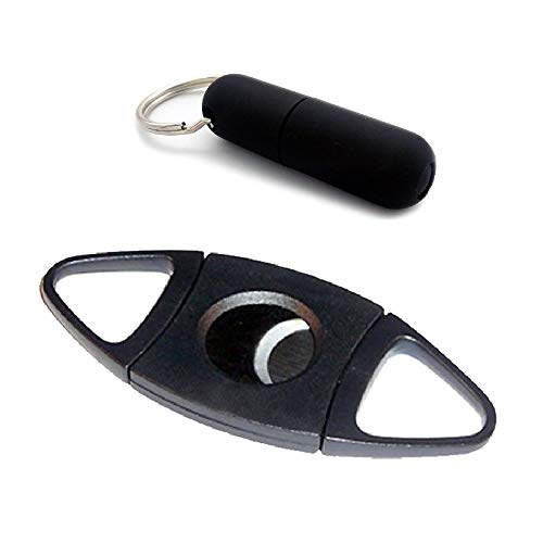 2 Pc Cigar Gift Set Guillotine Cigar Cutter and Cigar Punch Keychain