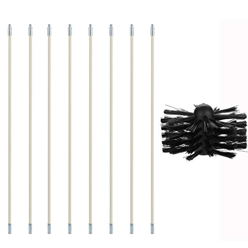 LONGZUOS Dryer Vent Cleaner Kit, Duct Cleaning Kit Lint Remover Extends Up to 16 Feet Synthetic Brush Head, Pipe Clean Brush /Boiler Brush /Chimney Brush 8 Rods 1 Brush Head (8 Rods 1 Brush Head)