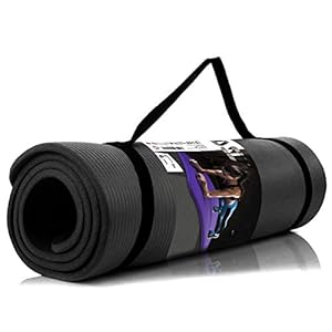 DSL Large 61 x 185cm Yoga Mat with Carry Handle 15mm Thick Non Slip Gym Exercise Fitness Pilates Workout Mat Black/Blue/Purple/Pink/Green/Red