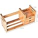 MyGift Natural Bamboo Wood Expandable Dorm Desk Bookshelf, Desktop Book Organizer with 2 Pull Out Storage Drawers and Small Display Shelf