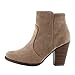 Breckelle's Heather-34W Faux Suede Chunky Heel Synthetic Ankle Boots for Women Beige Suede 8