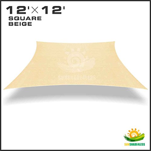 Windscreen4less-12-x-12-Sun-Shade-Sail-Canopy-Beige--3rd-Generation--Commercial-Grade--5-Years-Warranty-Custom