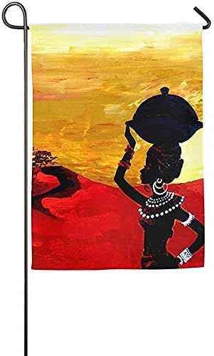 TZ Charming Flag Banner,Art Painting African Woman Garden Flag Indoor Outdoor Decorative Flags For Parade Sports Game Family Party Wall Banner 32Cmx48Cm