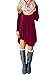 ReachMe Women's Casual Loose T Shirt Dress Long Sleeve Tunic Dress with Lace Trim(Burgundy,M)