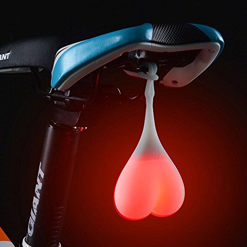 BONFQERT Bike Balls Tail Light - LED Heart Shaped Creative Silicone Light, Rear Cycling Tail Light - Waterproof Night Bicycle Seat Back Warning Light