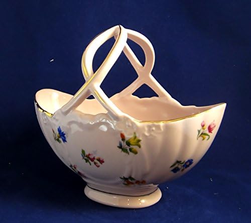 Vase Basket Wild Flowers, Pink Bone China, Leander