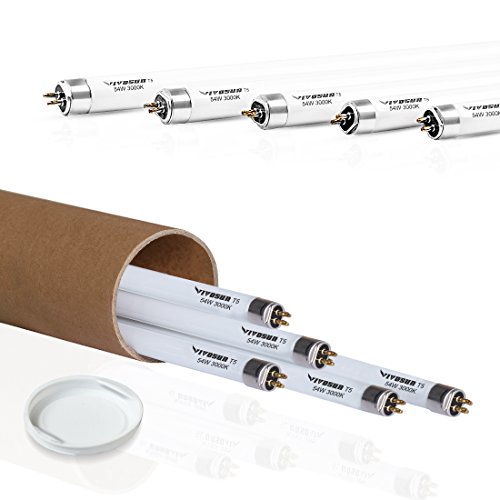 VIVOSUN 4FT 54W 3000K T5 HO Fluorescent Tubes Warm White Grow Light Bulbs Pack of 5