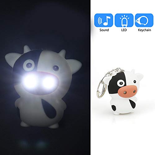 ❤Ywoow❤ Cartoon Keyfob, Cute Cartoon Cow Keychain with LED Light Sound Keyfob Kids Toy Gift