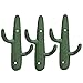 Comfify Set of 3 Hooks Cast Iron Cactus Double Wall Mounted Hooks/Hangers - Decorative Wall Mounted Hooks for Coats, Bags, Towels and More - w/Screws and Anchors Included - Rustic Green