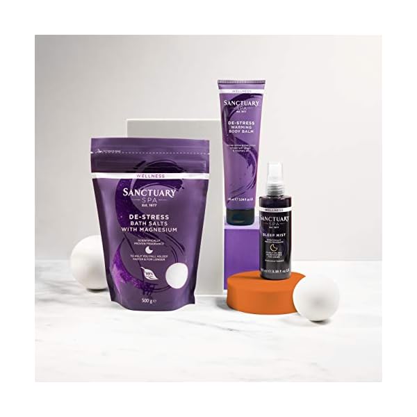 Sanctuary-Spa-Bath-Salts-Wellness-De-Stress-Magnesium-Bath-Salts-99-Percent-Natural-Scientifically-Proven-Fragrance-to-Help-Sleep-Sleep-Aid-500-g Sanctuary Spa Wellness De-stress Bath Salts, 500 g