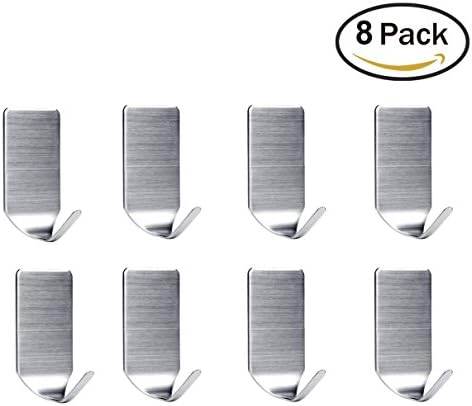 3M Self Adhesive Hooks SUS 304 Stainless Steel Key Rack Garage Storage Organizer Stick On Sticky Kitchen Bathroom Towel Hook 8 packs